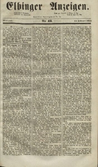 Elbinger Anzeigen, Nr. 13. Mittwoch, 12. Februar 1851