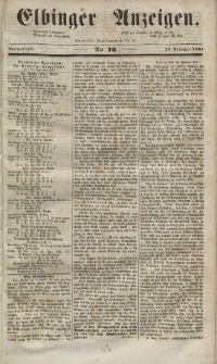 Elbinger Anzeigen, Nr. 16. Sonnabend, 22. Februar 1851