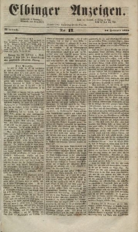 Elbinger Anzeigen, Nr. 17. Mittwoch, 26. Februar 1851