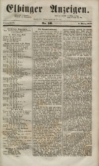 Elbinger Anzeigen, Nr. 20. Sonnabend, 8. März 1851