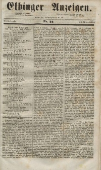 Elbinger Anzeigen, Nr. 22. Sonnabend, 15. März 1851