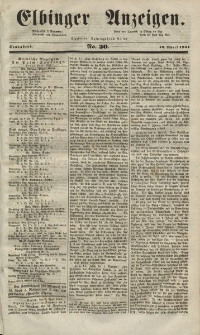 Elbinger Anzeigen, Nr. 30. Sonnabend, 12. April 1851