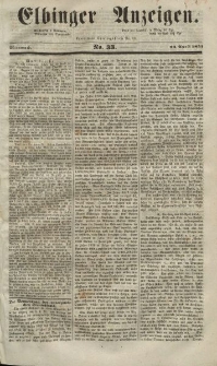 Elbinger Anzeigen, Nr. 33. Mittwoch, 23. April 1851