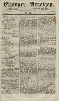 Elbinger Anzeigen, Nr. 39. Dienstag, 13. Mai 1851