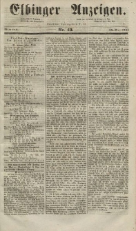 Elbinger Anzeigen, Nr. 43. Mittwoch, 28. Mai 1851