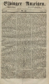 Elbinger Anzeigen, Nr. 45. Mittwoch, 4. Juni 1851