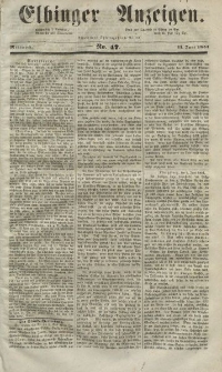 Elbinger Anzeigen, Nr. 47. Mittwoch, 11. Juni 1851