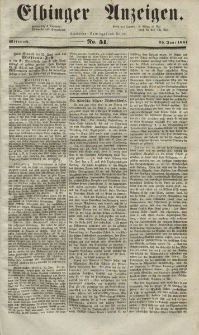 Elbinger Anzeigen, Nr. 51. Mittwoch, 25. Juni 1851