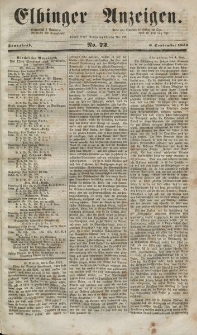 Elbinger Anzeigen, Nr. 72. Sonnabend, 6. September 1851