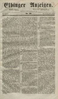 Elbinger Anzeigen, Nr. 77. Mittwoch, 24. September 1851