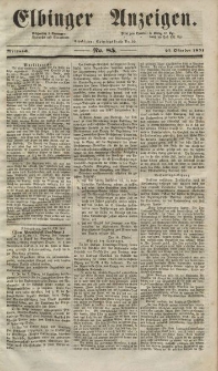 Elbinger Anzeigen, Nr. 85. Mittwoch, 22. Oktober 1851