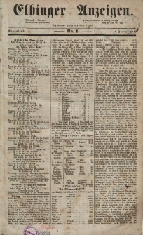 Elbinger Anzeigen, Nr. 1. Sonnabend, 3. Januar 1852