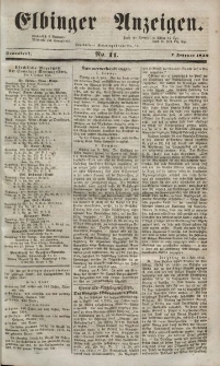 Elbinger Anzeigen, Nr. 11. Sonnabend, 7. Februar 1852