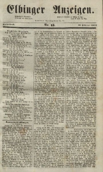 Elbinger Anzeigen, Nr. 15. Sonnabend, 21. Februar 1852