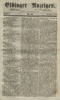 Elbinger Anzeigen, Nr. 17. Sonnabend, 28. Februar 1852