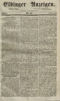 Elbinger Anzeigen, Nr. 18. Mittwoch, 3. März 1852