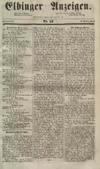 Elbinger Anzeigen, Nr. 19. Sonnabend, 6. März 1852