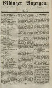 Elbinger Anzeigen, Nr. 19. Sonnabend, 6. März 1852