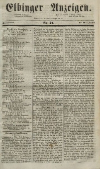 Elbinger Anzeigen, Nr. 21. Sonnabend, 13. März 1852