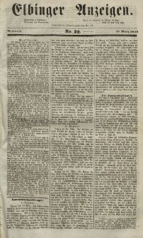 Elbinger Anzeigen, Nr. 22. Mittwoch, 17. März 1852