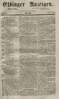 Elbinger Anzeigen, Nr. 28. Mittwoch, 7. April 1852