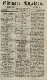 Elbinger Anzeigen, Nr. 29. Sonnabend, 10. April 1852