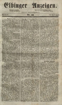 Elbinger Anzeigen, Nr. 30. Mittwoch, 14. April 1852