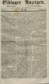 Elbinger Anzeigen, Nr. 32. Mittwoch, 21. April 1852