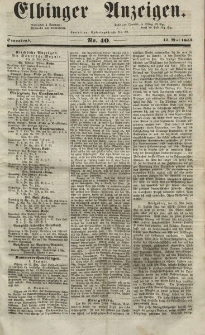 Elbinger Anzeigen, Nr. 40. Sonnabend, 15. Mai 1852