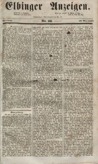 Elbinger Anzeigen, Nr. 43. Mittwoch, 26. Mai 1852