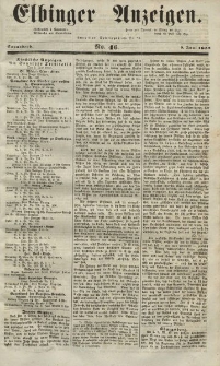 Elbinger Anzeigen, Nr. 46. Sonnabend, 5. Juni 1852