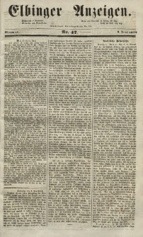 Elbinger Anzeigen, Nr. 47. Mittwoch, 9. Juni 1852