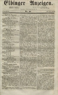 Elbinger Anzeigen, Nr. 48. Sonnabend, 12. Juni 1852