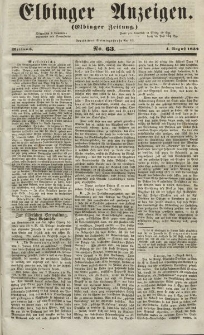 Elbinger Anzeigen, Nr. 63. Mittwoch, 4. August 1852