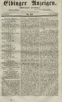Elbinger Anzeigen, Nr. 64. Sonnabend, 7. August 1852