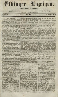 Elbinger Anzeigen, Nr. 65. Mittwoch, 11. August 1852