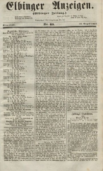 Elbinger Anzeigen, Nr. 68. Sonnabend, 21. August 1852