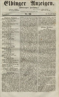 Elbinger Anzeigen, Nr. 70. Sonnabend, 28. August 1852