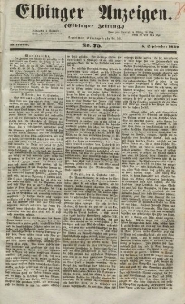 Elbinger Anzeigen, Nr. 75. Mittwoch, 15. September 1852