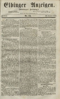 Elbinger Anzeigen, Nr. 85. Mittwoch, 20. Oktober 1852