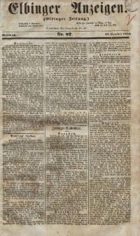 Elbinger Anzeigen, Nr. 87. Mittwoch, 27. Oktober 1852