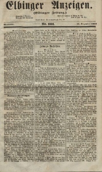 Elbinger Anzeigen, Nr. 101. Mittwoch, 15. Dezember 1852