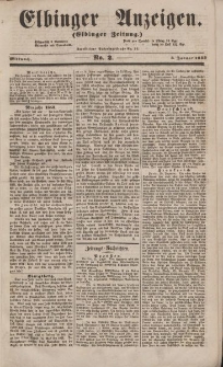 Elbinger Anzeigen, Nr. 2. Mittwoch, 5. Januar 1853