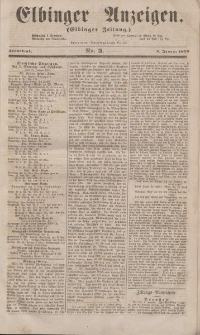 Elbinger Anzeigen, Nr. 3. Sonnabend, 8. Januar 1853