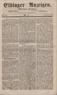 Elbinger Anzeigen, Nr. 4. Mittwoch, 12. Januar 1853