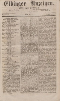 Elbinger Anzeigen, Nr. 5. Sonnabend, 15. Januar 1853