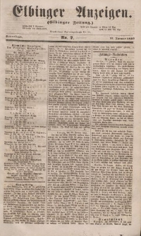 Elbinger Anzeigen, Nr. 7. Sonnabend, 22. Januar 1853