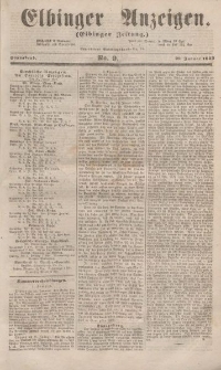 Elbinger Anzeigen, Nr. 9. Sonnabend, 29. Januar 1853