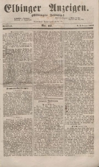 Elbinger Anzeigen, Nr. 12. Mittwoch, 9. Februar 1853