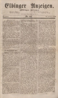 Elbinger Anzeigen, Nr. 14. Mittwoch, 16. Februar 1853